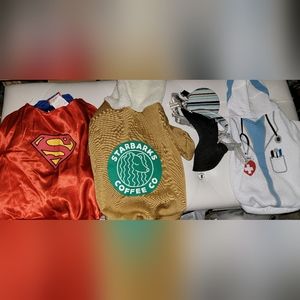 Dog outfits, boots and leash